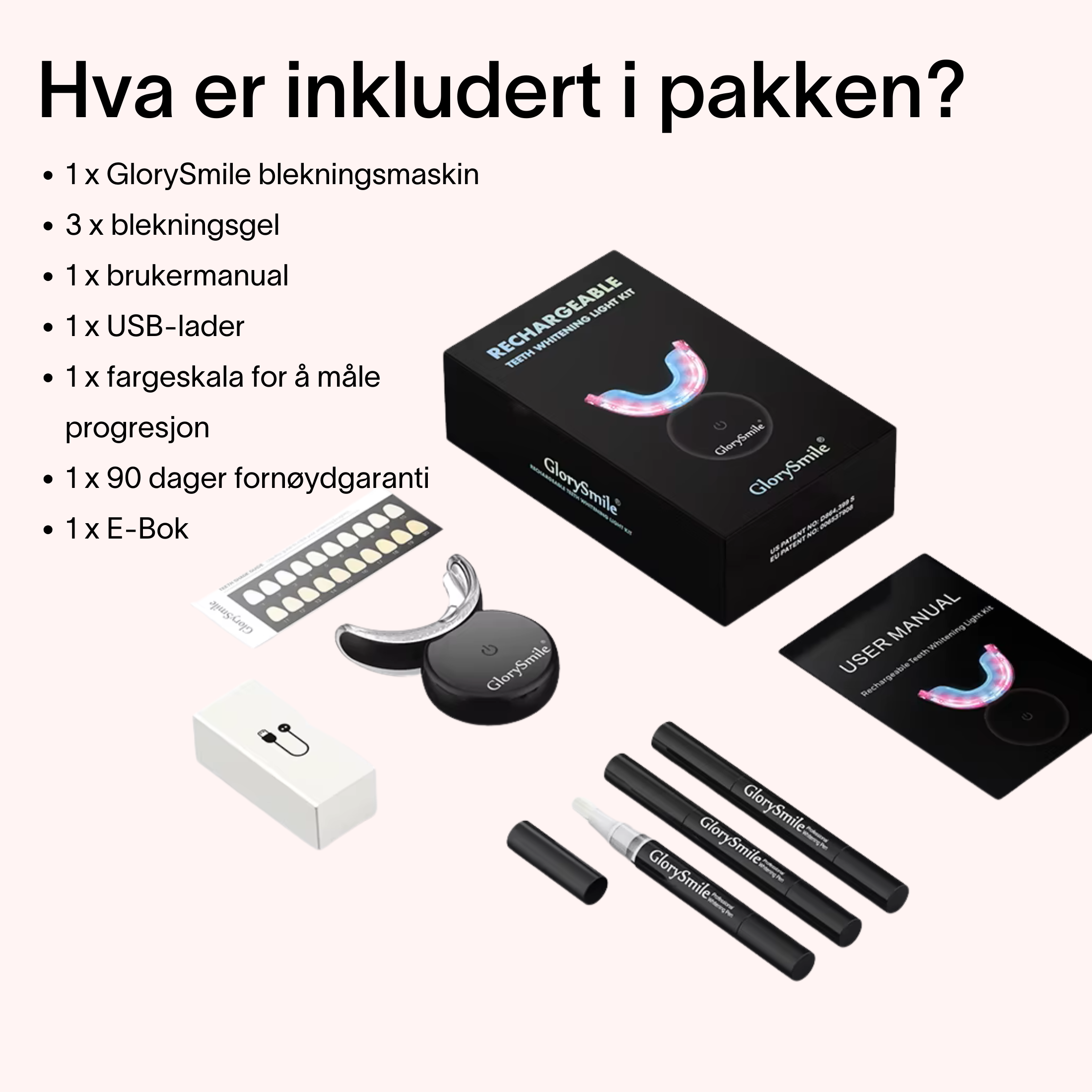 GlorySmile® Tannbleking med LED-lys – Klinikkresultat Hjemme