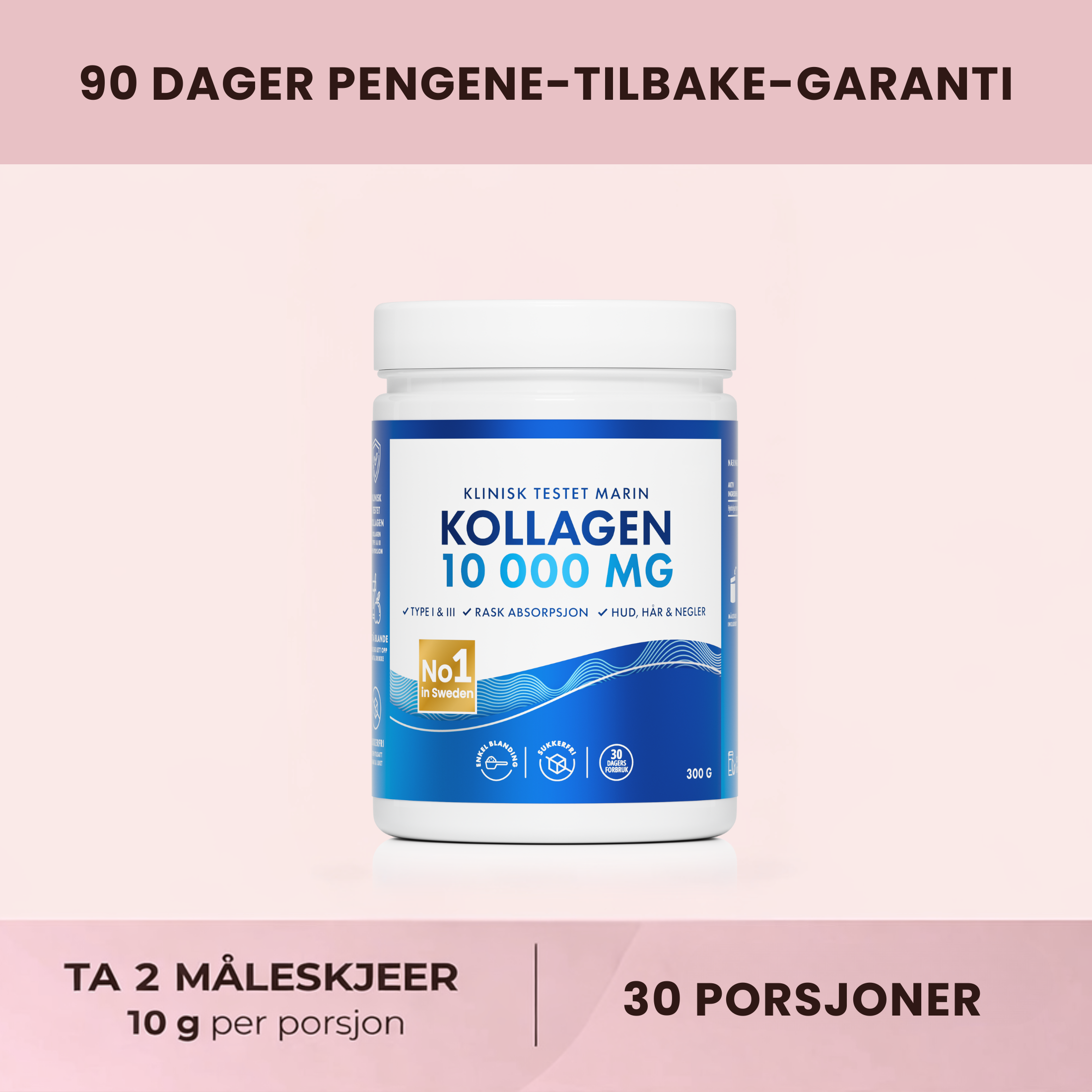 Marint kollagen (30 dager) for fastere hud