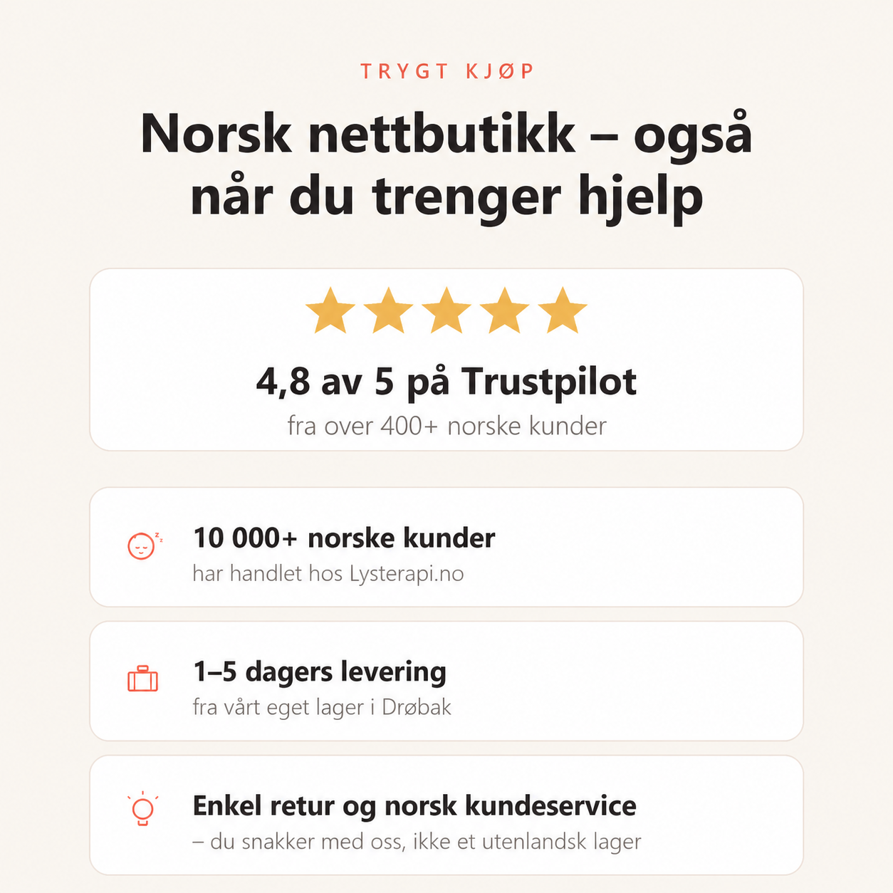 Trygt kjøp fra norsk nettbutikk – Trustpilot, levering og retur