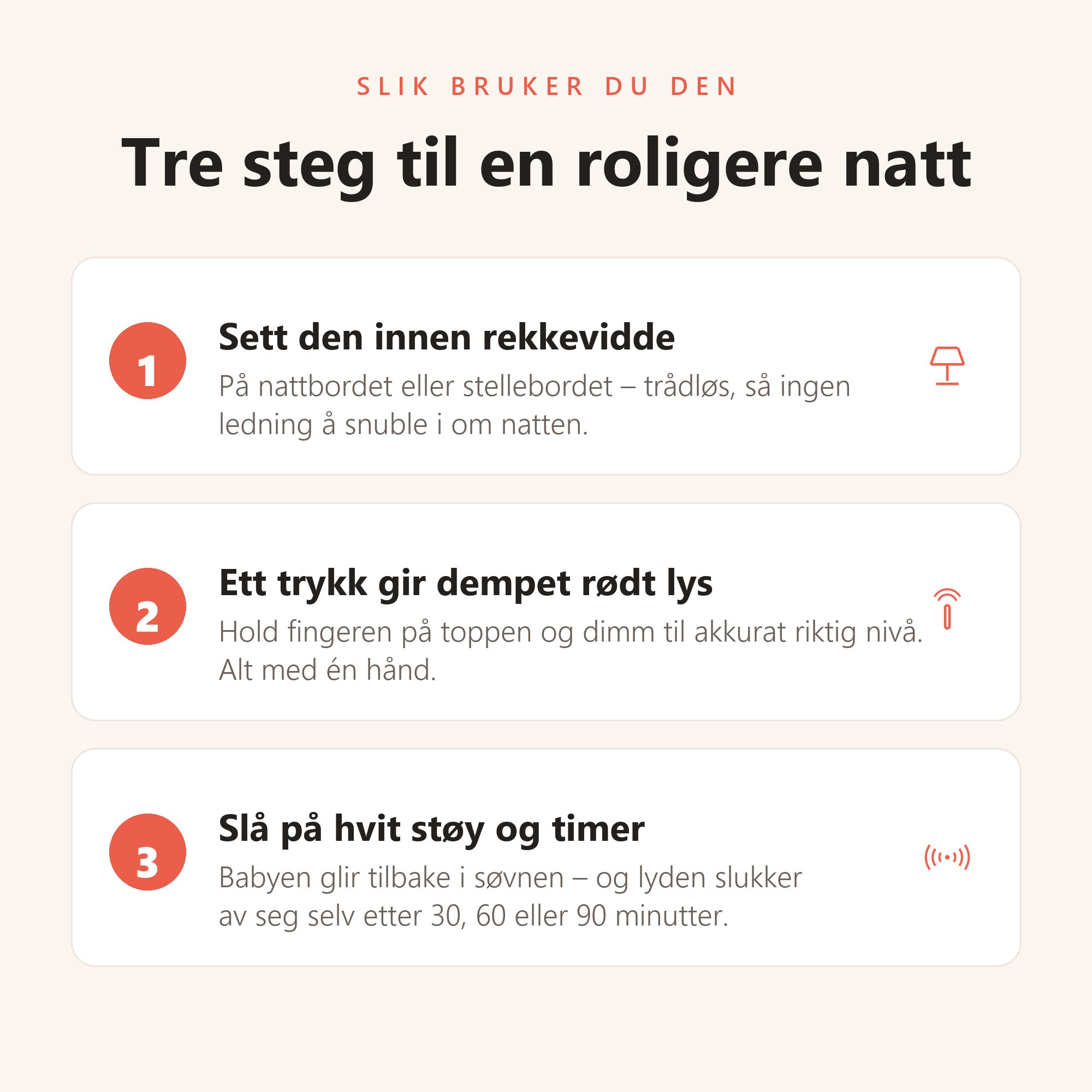 Slik bruker du Lysro Ammelampe i tre steg