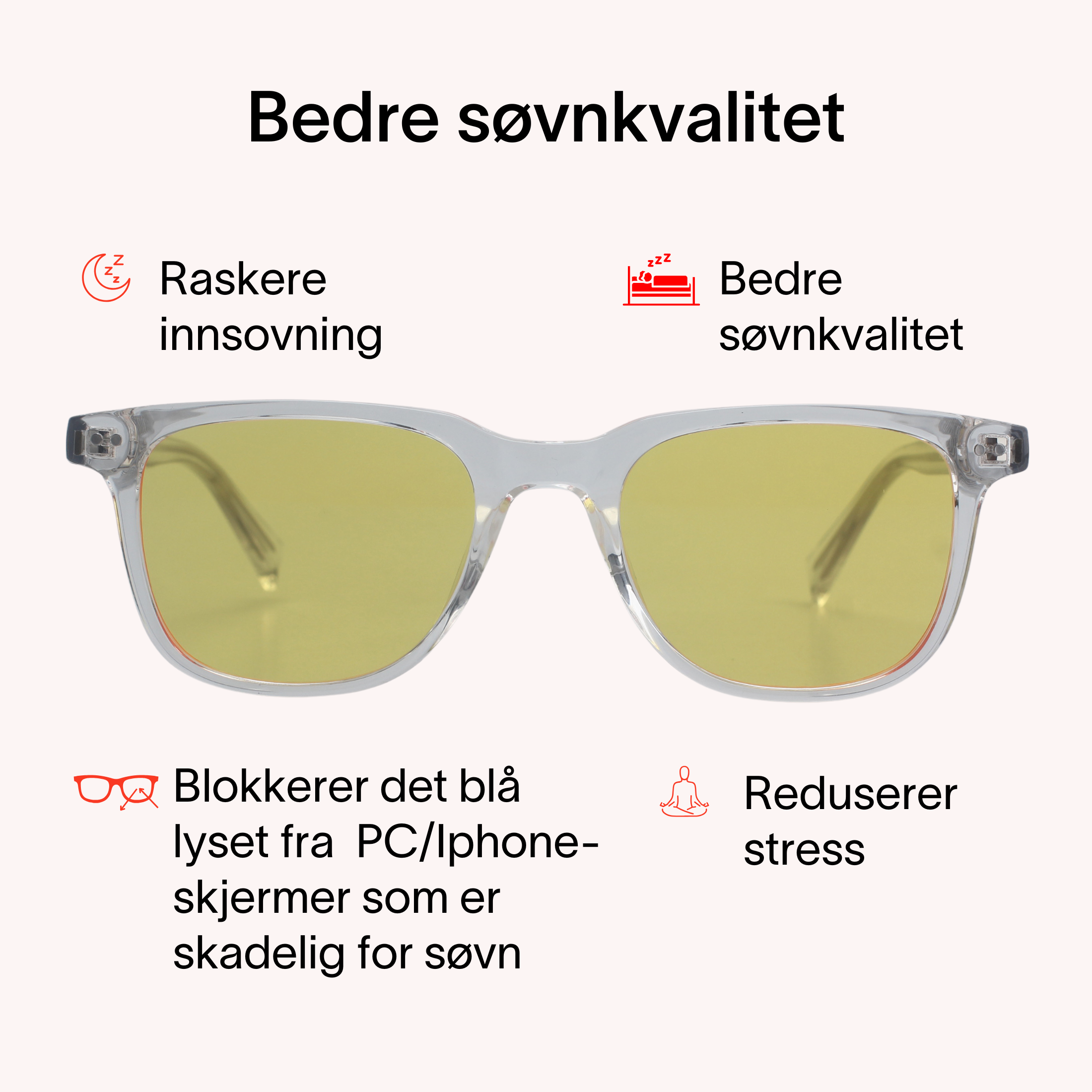 Lysro™ Blålysbriller for bedre søvn - gul