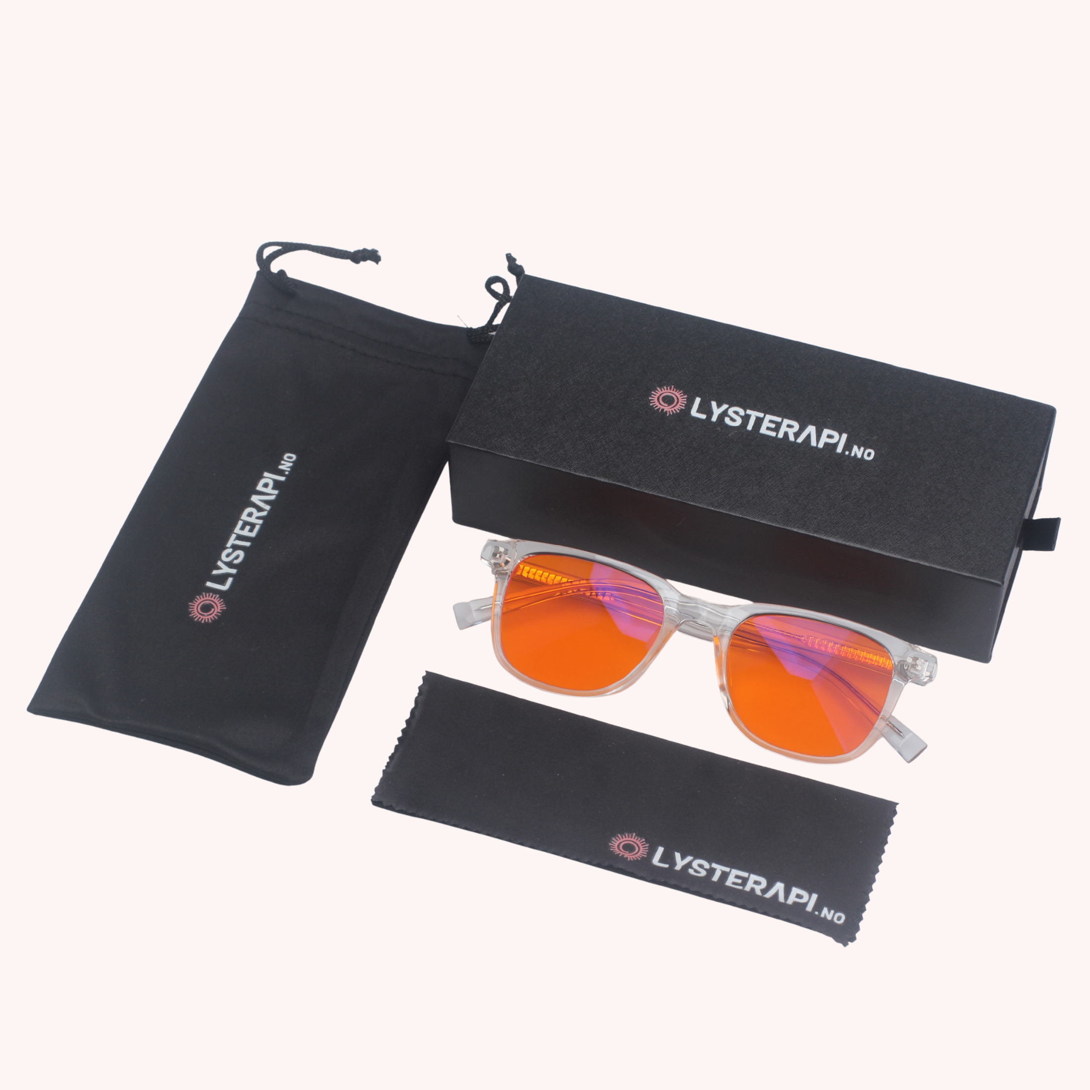 Lysro™ Blålysbriller for bedre søvn - oransje/krystall