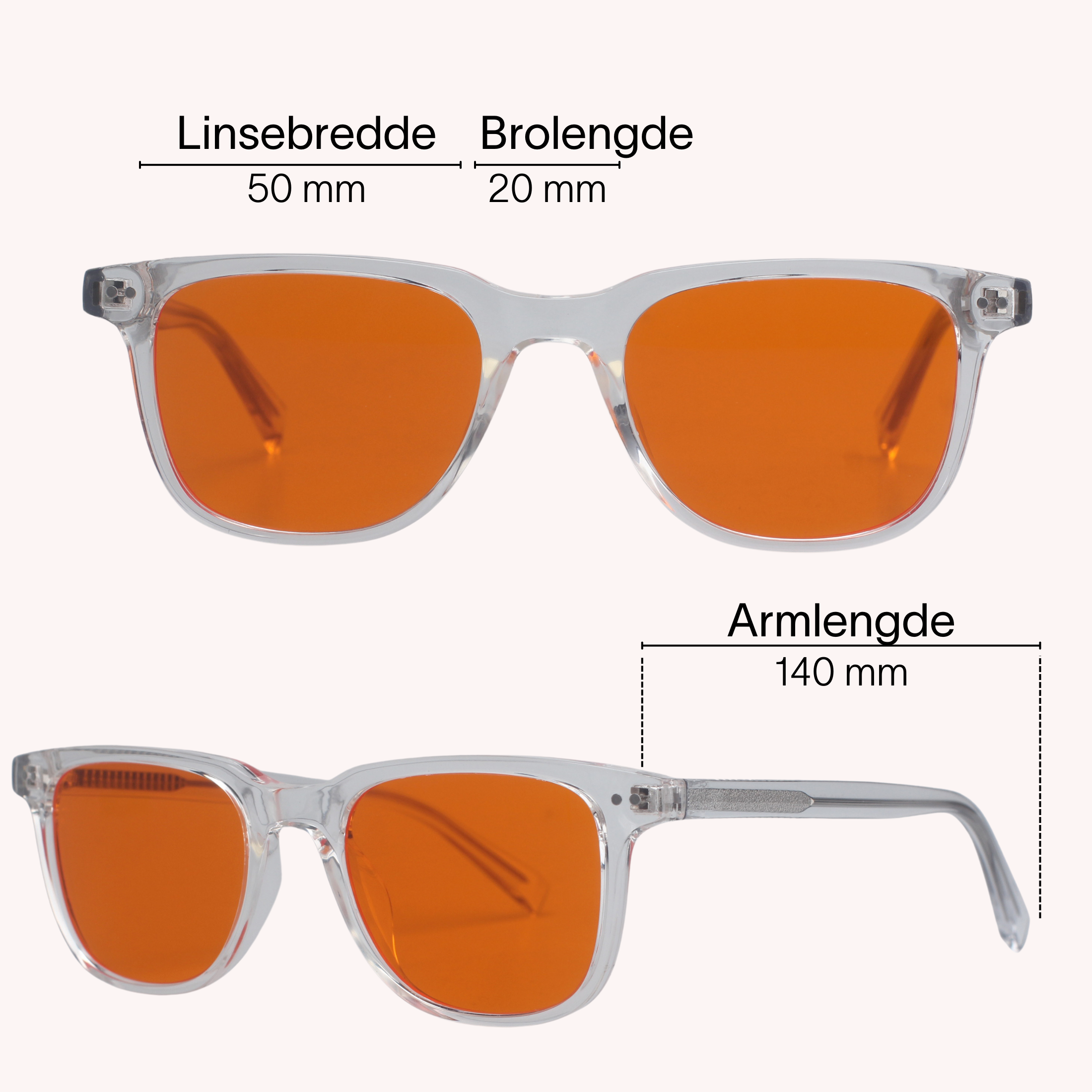 Lysro™ Blålysbriller for bedre søvn - oransje/krystall